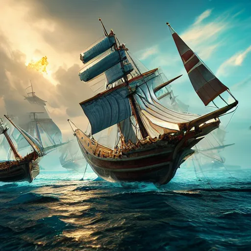 Image similar to ancient ship battle, highly detailed, photorealistic portrait, bright studio setting, studio lighting, crisp quality and light reflections, unreal engine 5 quality render