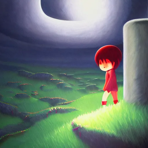 Prompt: infinitely detailed oil painting by emi kuraya of yume nikki, atmospheric scenery