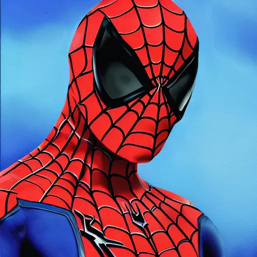 Prompt: jerma 9 8 5 as spiderman, jerma 9 8 5 in spiderman costume, jerma 9 8 5 is spiderman, high quality painting