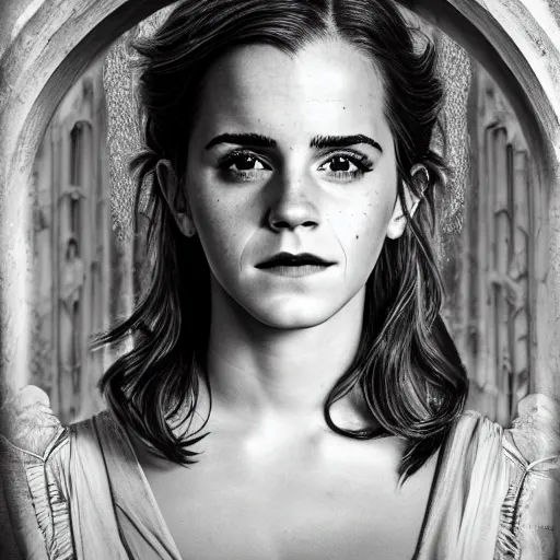 Prompt: Emma Watson as Artemisia, (Sony a7R IV, symmetric balance, polarizing filter, dynamic range, HDR, staggered depth)