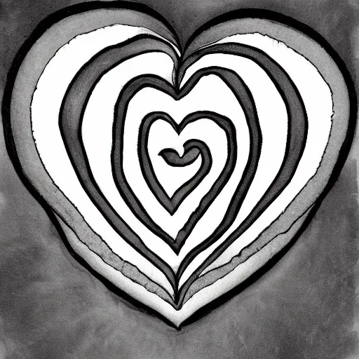 Image similar to black and white illustration, heart mixed with a sea shell