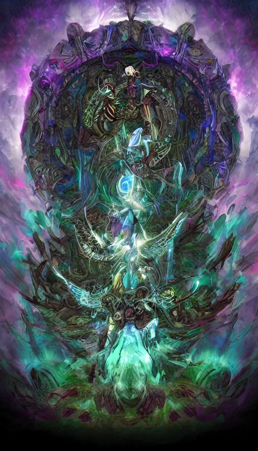 Image similar to psytrance artwork, from guild wars