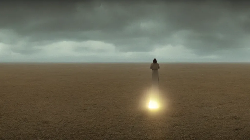 Image similar to euphoria, film still from the movie directed by Denis Villeneuve with art direction by Salvador Dalí, wide lens