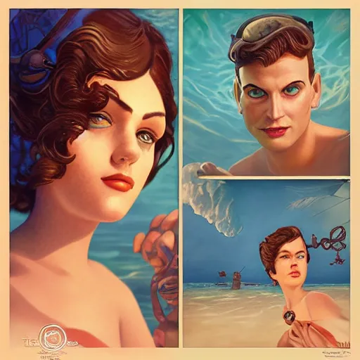 Image similar to lofi underwater bioshock beach model portrait, Pixar style, by Tristan Eaton Stanley Artgerm and Tom Bagshaw.