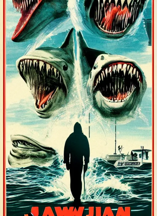 Prompt: Jaws (1974) poster, Marvel Cinematic universe