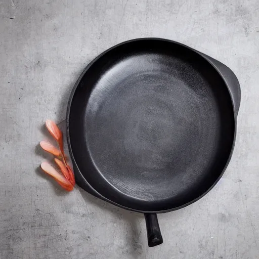 Image similar to a wok made of stretchy plastic that has been stretched out so that it's longer than it is wide