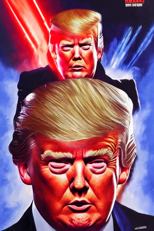 Image similar to trump with laser eyes by alex ross