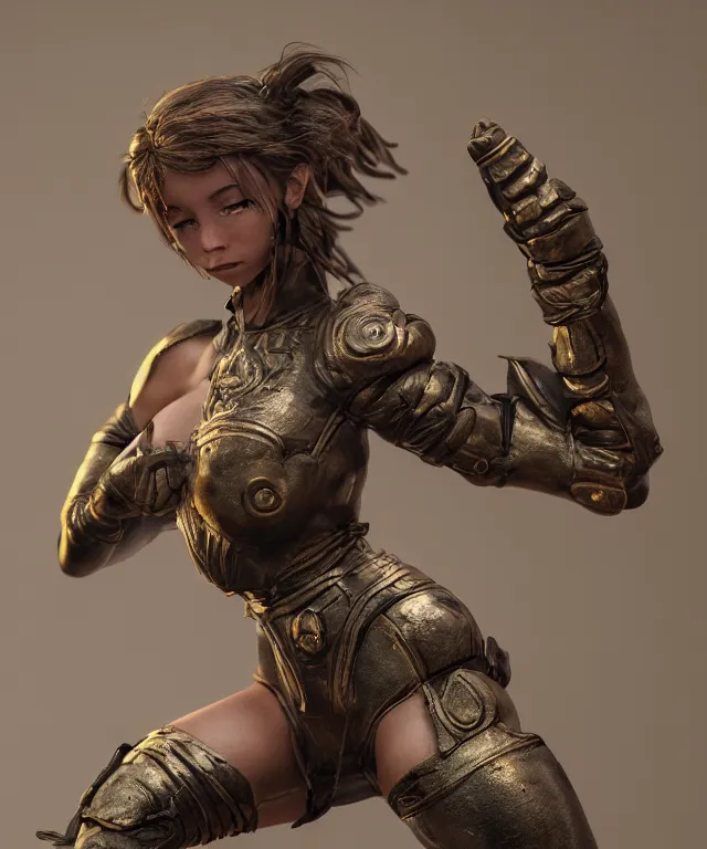 Prompt: A beautiful girl makes bronze gear, 50mm photo, soft light, highly detailed, motion blur, trending on artstation, balanced composition