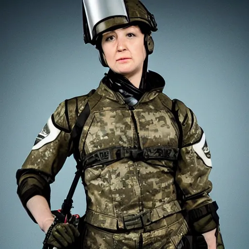 Image similar to jennifer conelly as a futuristic soldier in a future battleground