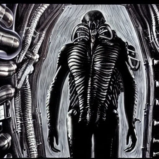 Image similar to film still of saul goodman in aliens, by h. r. giger, very detailed, realistic