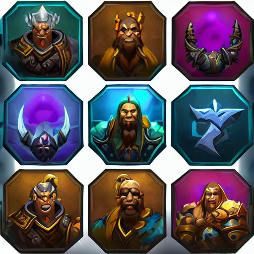 Image similar to complete icon set for a Blizzard Warcraft game