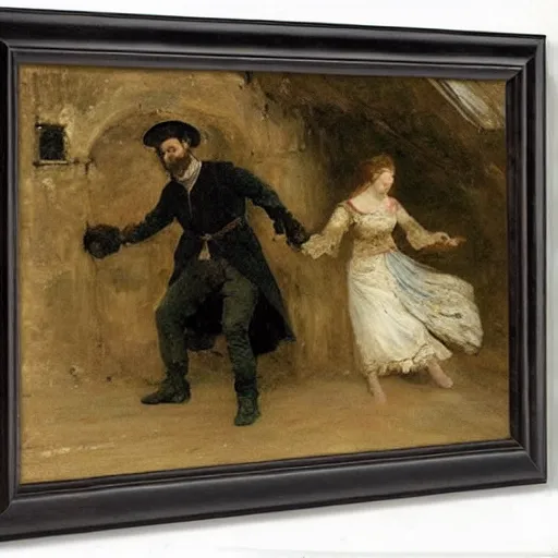 Image similar to man and woman escaping a dungeon by alfred stevens