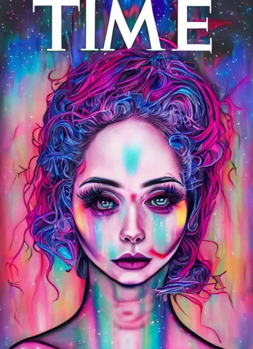 Prompt: TIME magazine cover, the coming AI singularity, by Harumi Hironaka