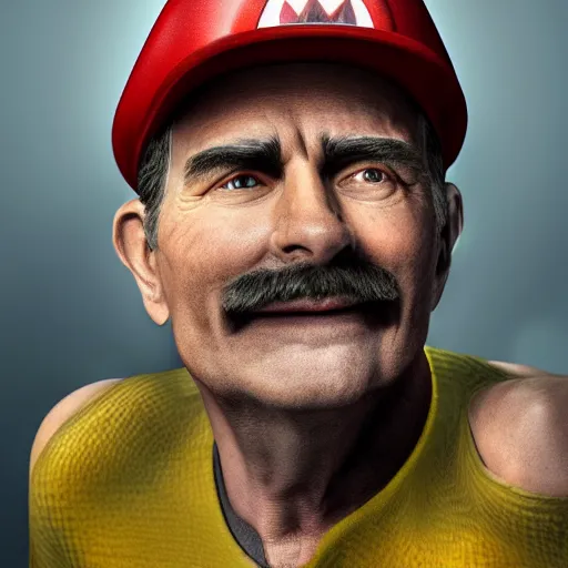 Image similar to stunning award winning hyperrealistic hdr 8 k highly detailed portrait photo of mario as a real human