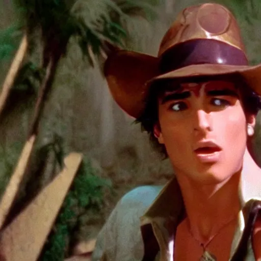 Image similar to a film still of young Joseph Joestar from Battle Tendency in Raiders of the Lost Ark(1981)