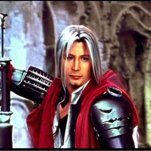 Prompt: Sephiroth as a guest character in Monty Python\'s Holy Grail