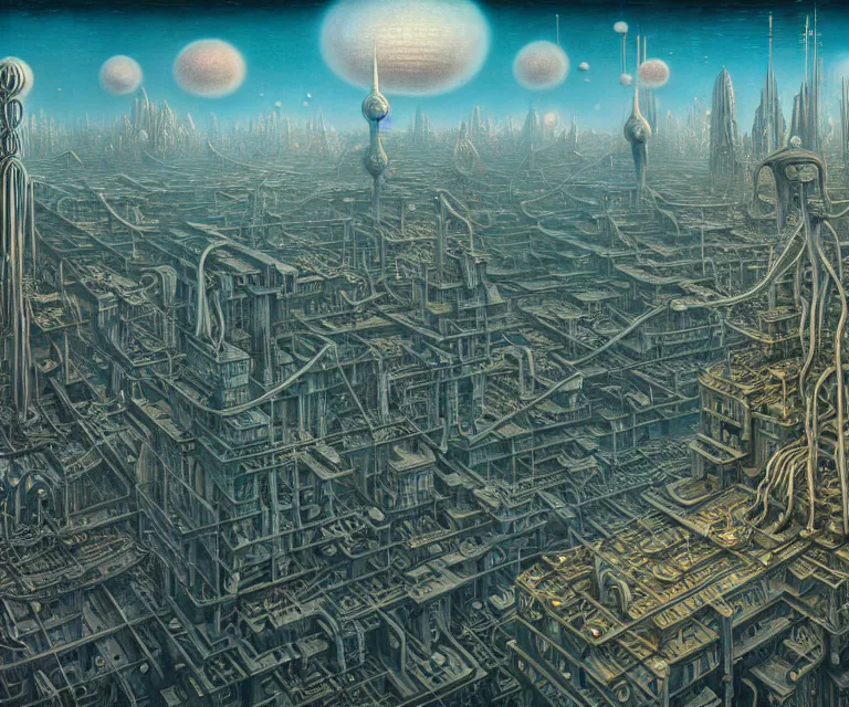 Image similar to hyper detailed 3d render like a Oil painting - advanced alien city at the bottom of the sea, by Jacek Yerka, Mariusz Lewandowski, Houdini algorithmic generative render, Abstract brush strokes, Masterpiece, Edward Hopper and James Gilleard, Zdzislaw Beksinski, Mark Ryden, Wolfgang Lettl, hints of Yayoi Kasuma, octane render, 8k