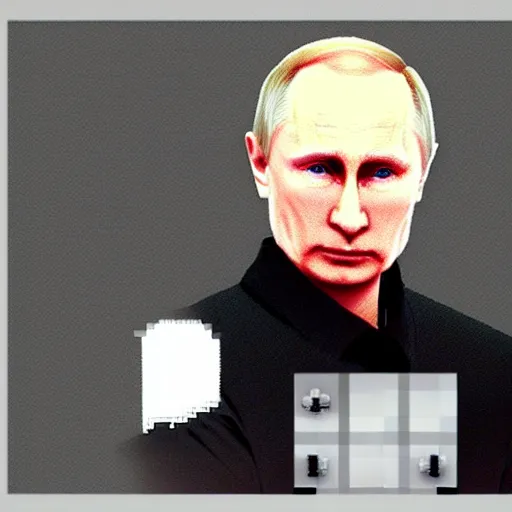 Prompt: a person looking like vladimir putin in minecraft video game