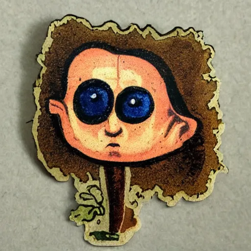 Prompt: cute colourful humanoid mandrake root with big eyes, from medieval herbarium sticker,