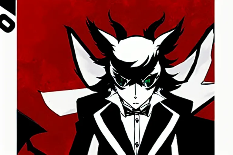 Image similar to persona 5 : royal ( by atlus ) video game splash screen, a furry male sandcolored tan fox fursona ( has hair ), persona 5 phantom thief style