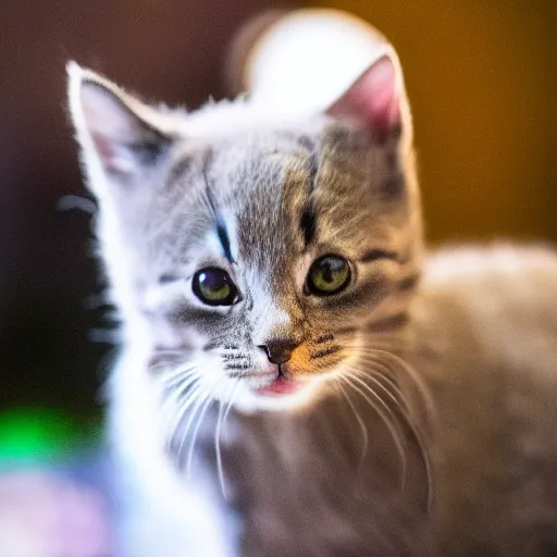 Image similar to a kitten dinosaur hybrid, 8 5 mm, f 1. 8, photograph