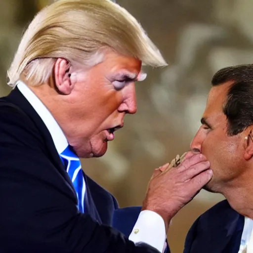 Image similar to Joe Biden and Donald Trump french kissing