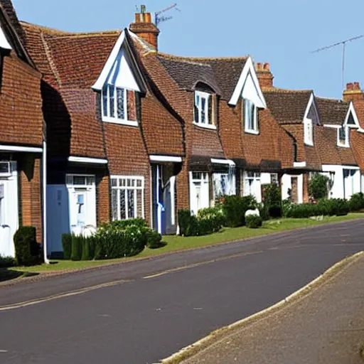 Image similar to british suburban street, houses, cars parked, 2006