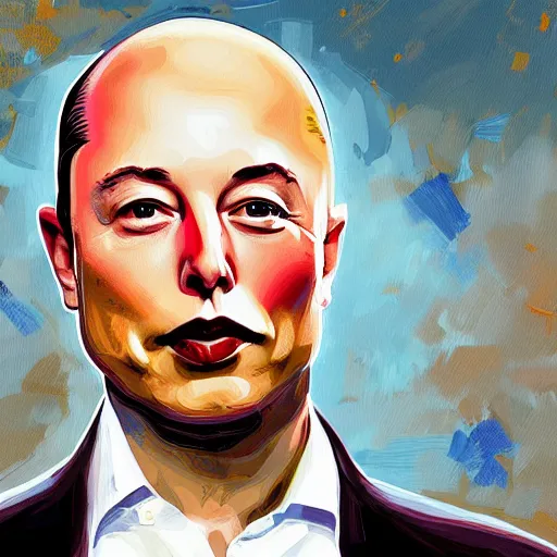 Image similar to painting of Elon Musk with no Hair