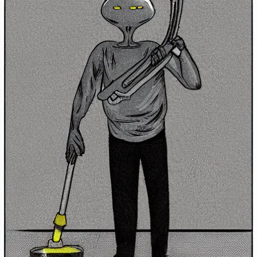 Image similar to grey alien janitor