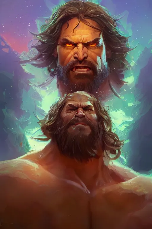 Image similar to clear portrait hulking herculean ogre jesus christ, background hyper detailed, character concept, full body, dynamic pose, glowing lights intricate, elegant, highly detailed, digital painting, artstation, concept art, sharp focus, illustration, van baarle lois and sanderson ruth