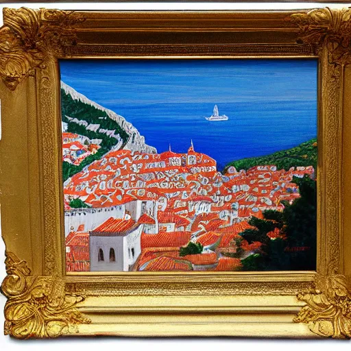 Image similar to a painting of dubrovnik in the style of josip skerlj