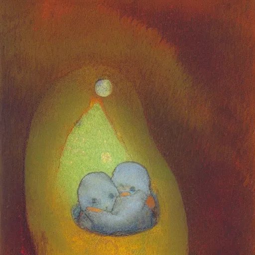 Image similar to incubator for the emergence of new souls style by odilon redon