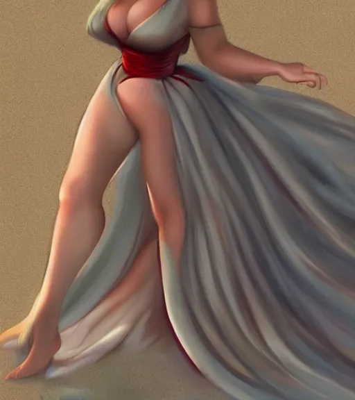 Image similar to beautiful princess in a satin dress on the beach drawn by artgerm