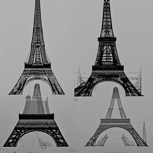 Image similar to rejected designs for the eiffel tower