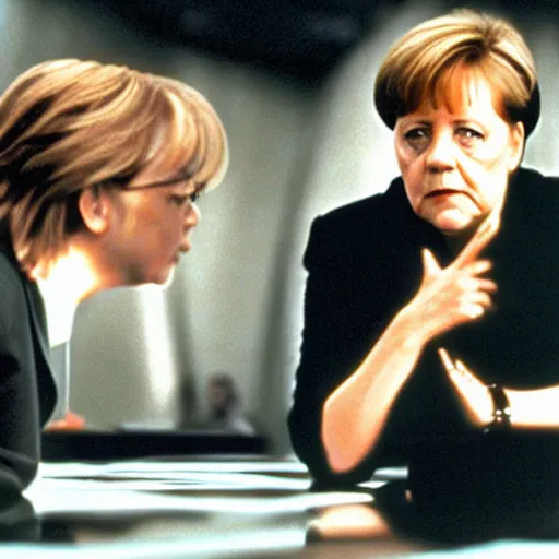 Prompt: angela merkel is neo, movie Matrix, 1999, cinema, 4k