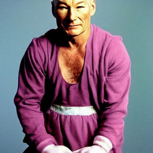 Prompt: photograph of Patrick Stewart dressed as the tooth fairy