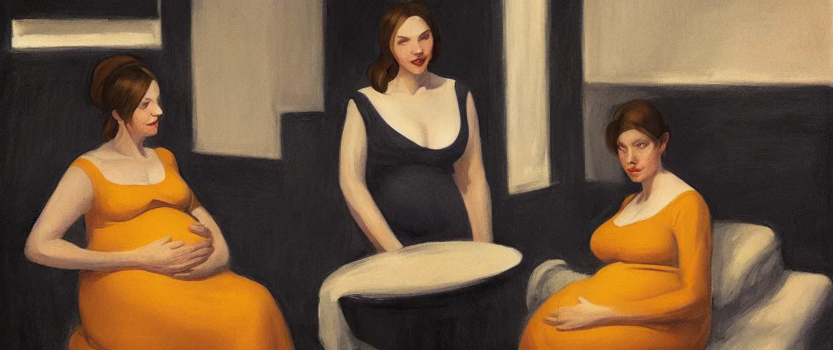 Image similar to a pregnant witch portrait, by edward hopper, new artstation artist,