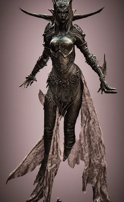 Image similar to Gothic elf princess in dragon armor, bronze statue, unreal engine, high detailed