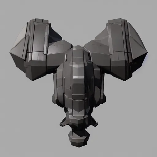 Image similar to kitbashing component, hard surface, hard surface, detailed, based on low poly convex shape, symmetric, unreal engine