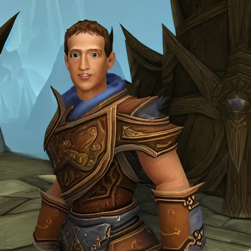 Prompt: Mark Zuckerberg in World of Warcraft, highly detailed, high quality, HD, 4k, 8k, Canon 300mm, professional photographer, 40mp, lifelike, top-rated, award winning, realistic, sharp, no blur, edited, corrected, trending