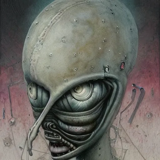 Image similar to face of an alien god, hyperrealistic painting santiago caruso, highly detailed, sharp focus, cyberpunk synthwave psychedelic