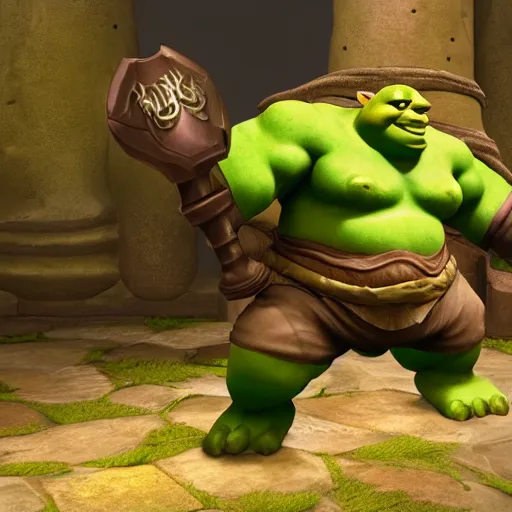 Prompt: League of legends champion render of Shrek