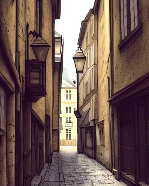 Image similar to old streets in the city of dijon, artstation