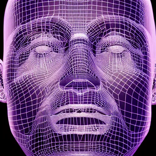 Image similar to a 3d human head made up of shiny holograms