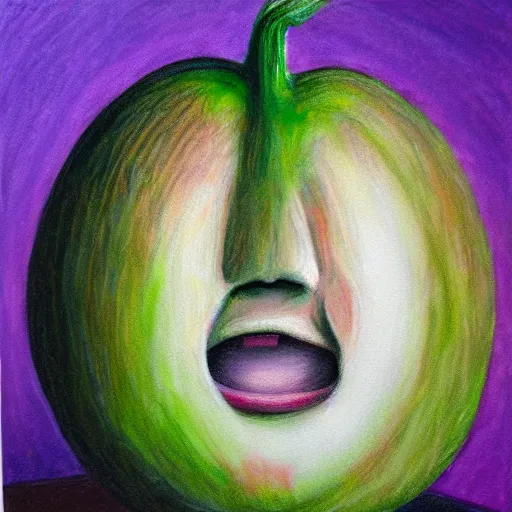 Image similar to crying onion face big tears pastel oil painting