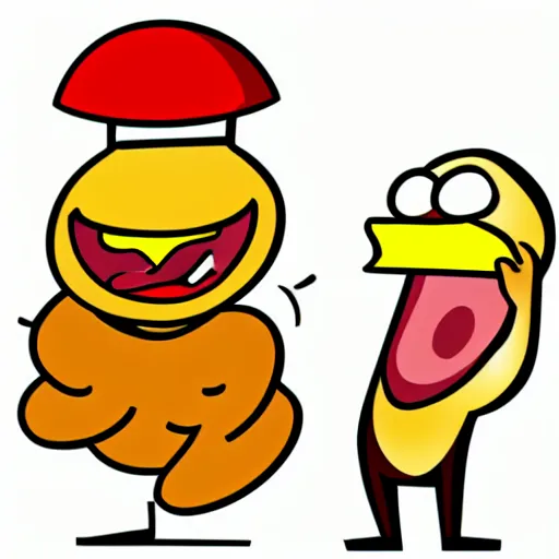 Prompt: a cheeseburger yelling at a hotdog.