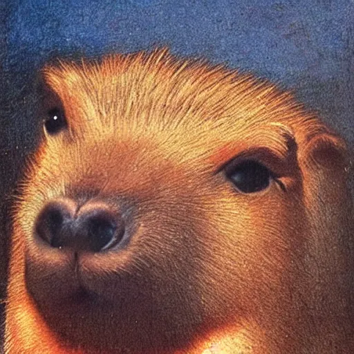 Prompt: capybara face on the mona lisa