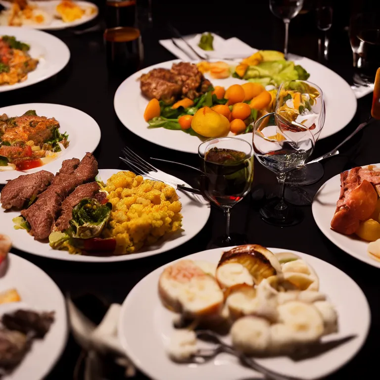 Prompt: close - up focused dslr photograph of a canada dinner, 8 k, high detail, volumetric lighting, hyperrealism, aesthetically pleasing, studio lighting, trending