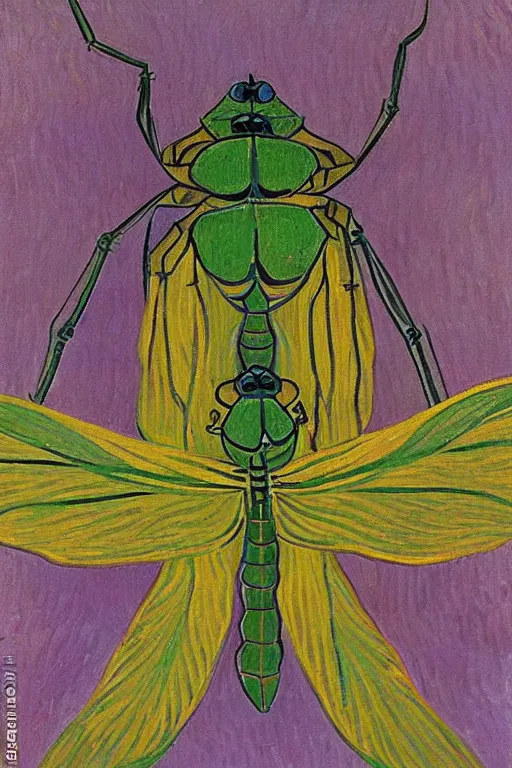 Image similar to symmetrical!!! looking at the camera!! dragonfly!! by vincent van gogh