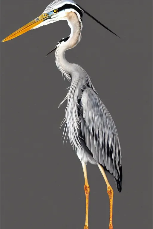 Image similar to Intricate stunning highly detailed grey heron, digital painting by Salvador Dali, surreal, ultra realistic, artstation